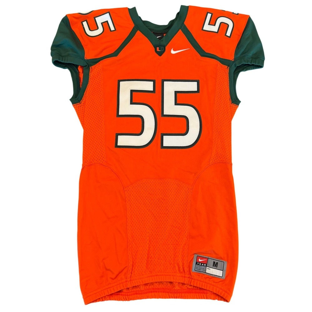Nike Miami Hurricanes Football Jersey Orange Green #55 Mens Medium